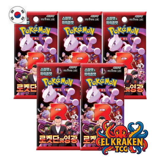 Pokémon TCG - Pack 5 sobres Glory of the Team Rocket - Idioma Coreano